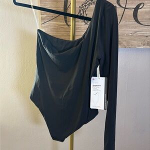 Lululemon Athletica Black Wunder Most One-Shoulder Bodysuit